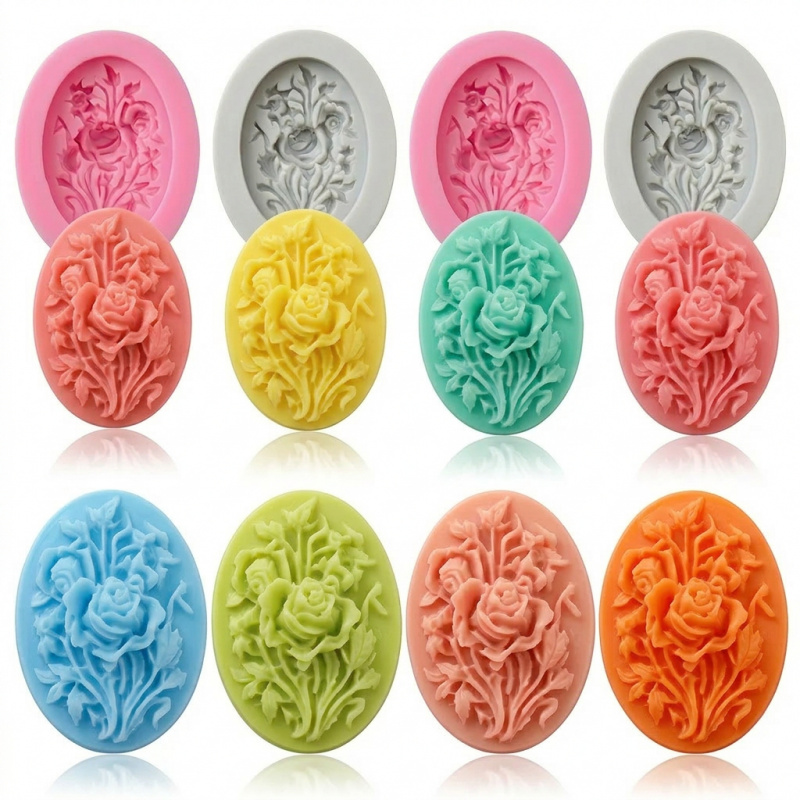 Soap Making Instructions - 4개의 꽃 모양 실리콘 몰드, 쉽게