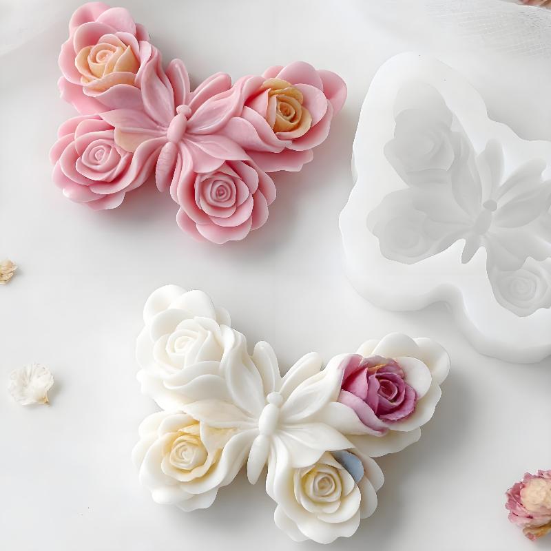 Soap Making Ins - DIY 장미 나비 모양 실리콘 몰드