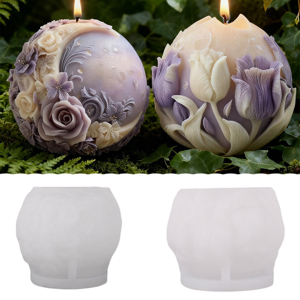 문 로즈 튤립 볼 캔들 실리콘 몰드 3D 엠보싱 꽃 비 - Soap Making Gifts 리뷰 및 가격