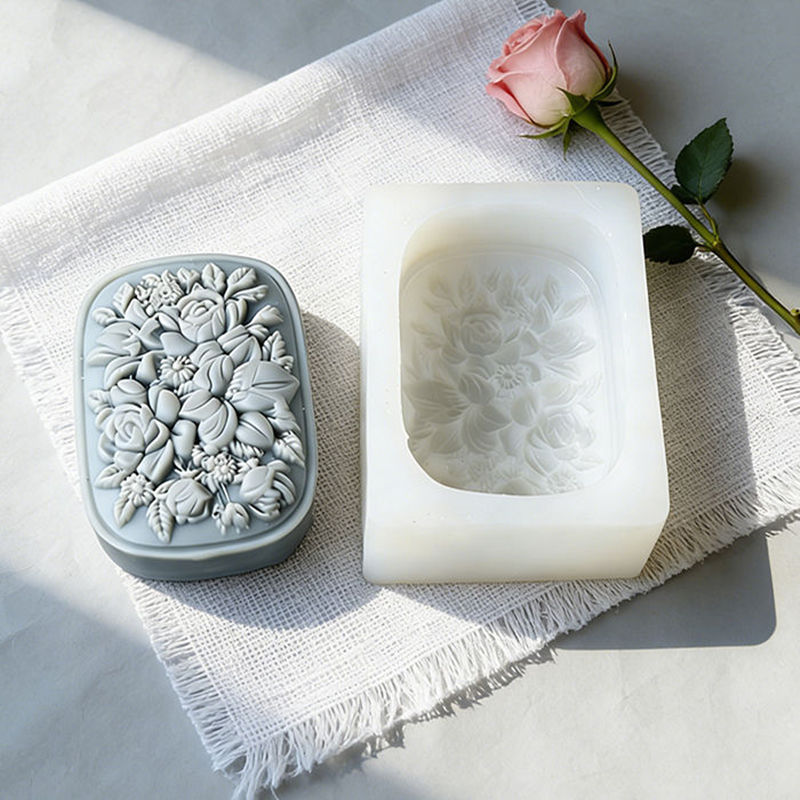 정사각형 꽃무늬 실리콘 비누 몰드 (장미와 가드니아 패 - Soap Making Gifts 리뷰 및 가격