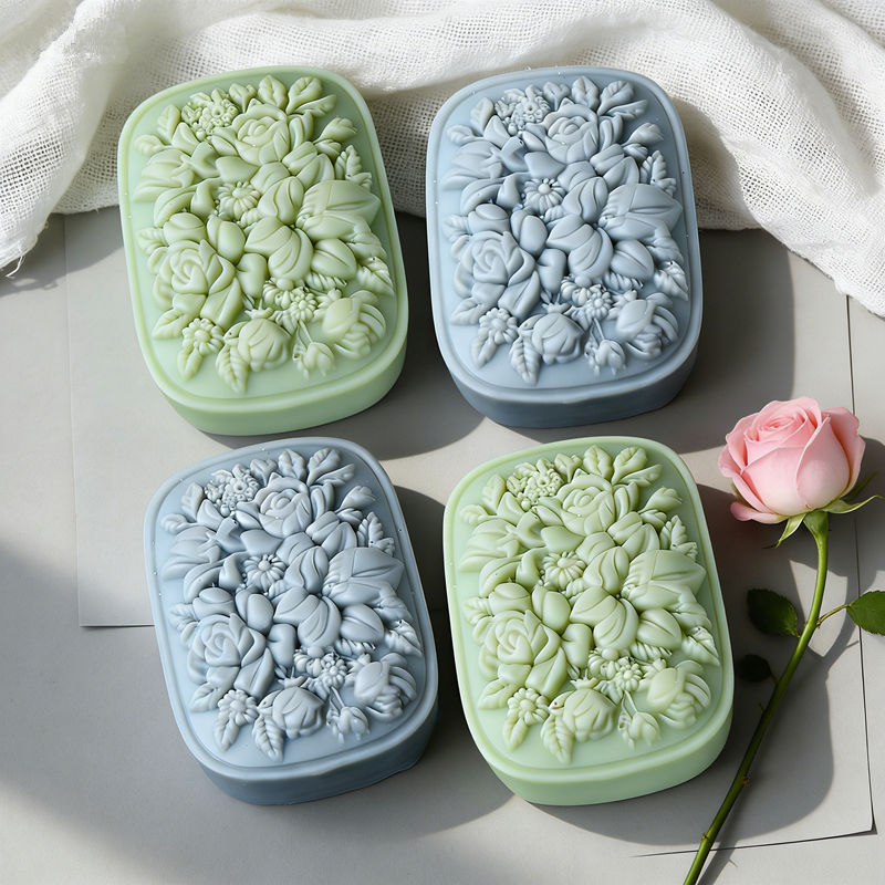 정사각형 꽃무늬 실리콘 비누 몰드 (장미와 가드니아 패 - Soap Making Gifts 리뷰 및 가격