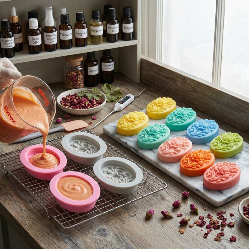 4개의 꽃 모양 실리콘 몰드, 쉽게 탈형이 가능하고 재 - Soap Making Instructions 리뷰 및 가격