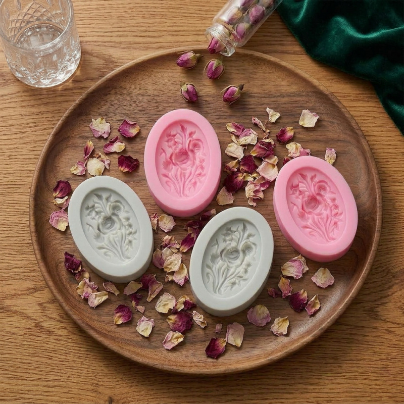 4개의 꽃 모양 실리콘 몰드, 쉽게 탈형이 가능하고 재 - Soap Making Instructions 리뷰 및 가격